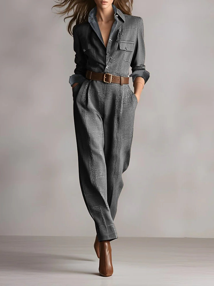 Asha | Women’s Plaid Tailored Wide Leg Jumpsuit