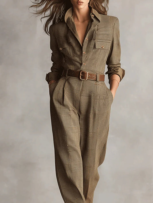 Asha | Women’s Plaid Tailored Wide Leg Jumpsuit