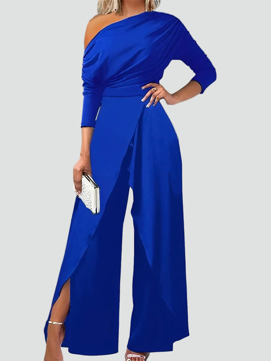 Elowen | Women's One Shoulder Wide Leg Jumpsuit Elegant