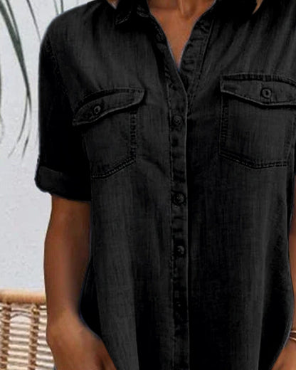 Thea | Women's Short Sleeve Button Shirt Dress