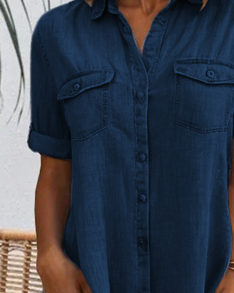 Thea | Women's Short Sleeve Button Shirt Dress