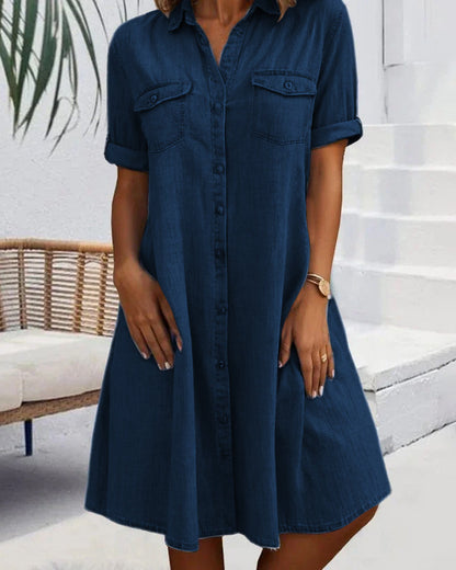 Thea | Women's Short Sleeve Button Shirt Dress