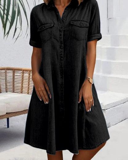 Thea | Women's Short Sleeve Button Shirt Dress