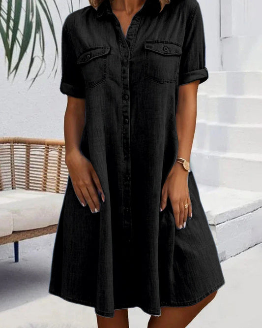 Thea | Women's Short Sleeve Button Shirt Dress