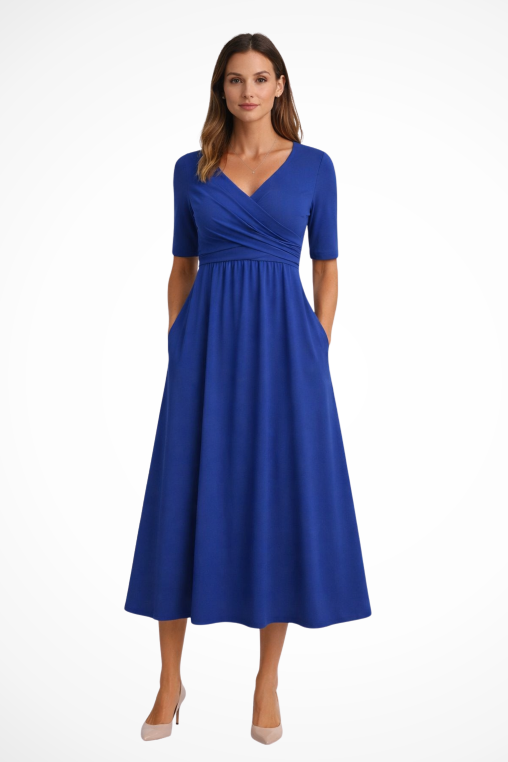 Thea | Women's Elegant V-Neck Midi Dress Classic