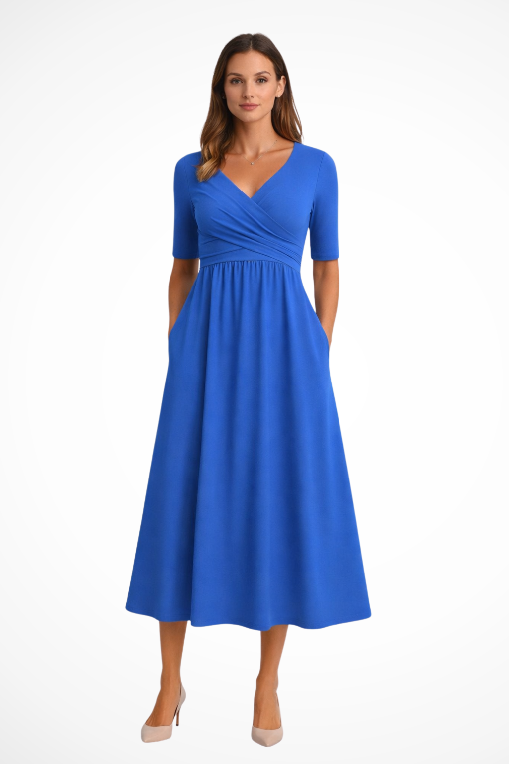 Thea | Women's Elegant V-Neck Midi Dress Classic