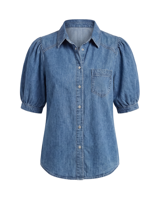Marlowe | Women's Puff Sleeve Denim blouse
