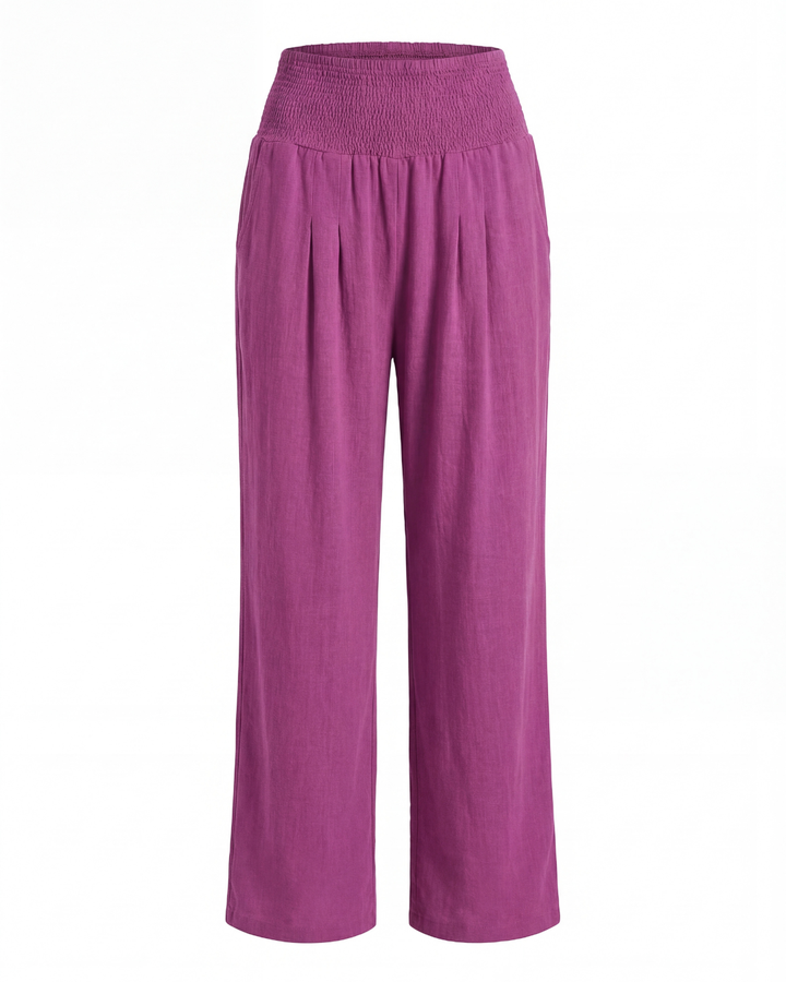 Mette | Women's High-Waisted Pleated Wide-Leg Pants
