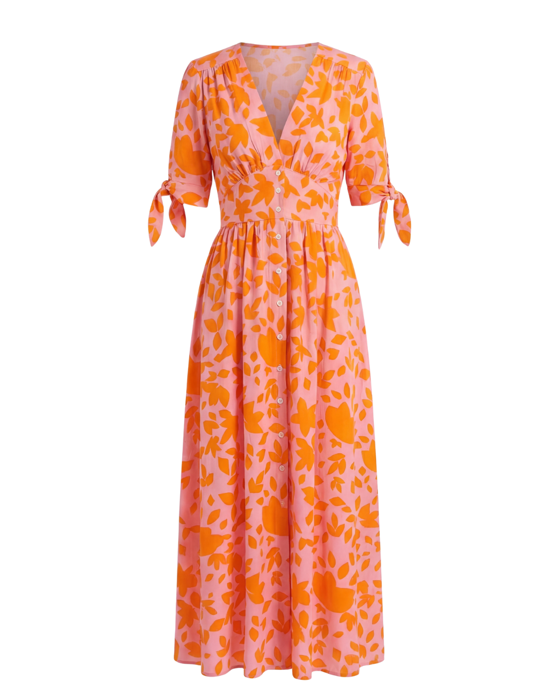 Lumi | Women's Floral V-Neck Button Front Midi Dress