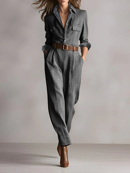 Asha | Women’s Plaid Tailored Wide Leg Jumpsuit