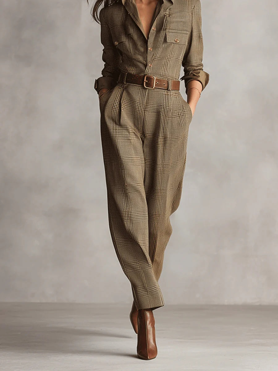 Asha | Women’s Plaid Tailored Wide Leg Jumpsuit