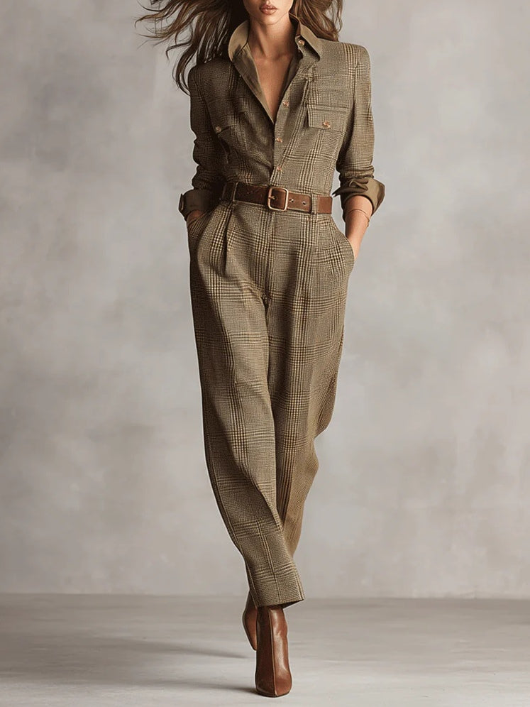 Asha | Women’s Plaid Tailored Wide Leg Jumpsuit