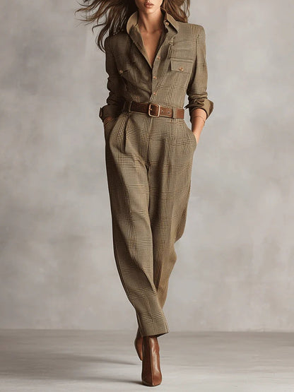 Asha | Women’s Plaid Tailored Wide Leg Jumpsuit