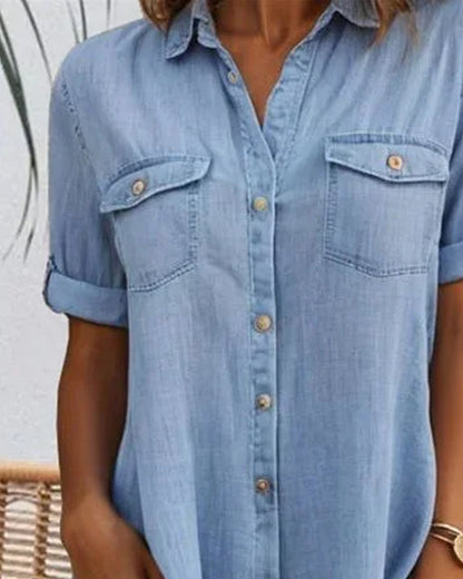 Thea | Women's Short Sleeve Button Shirt Dress