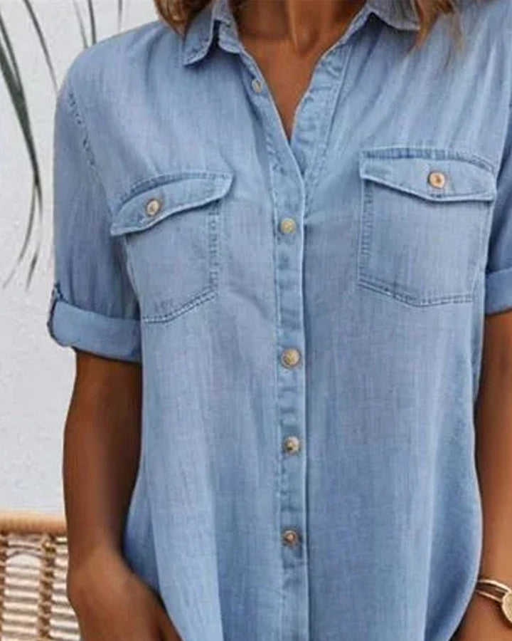 Thea | Women's Short Sleeve Button Shirt Dress