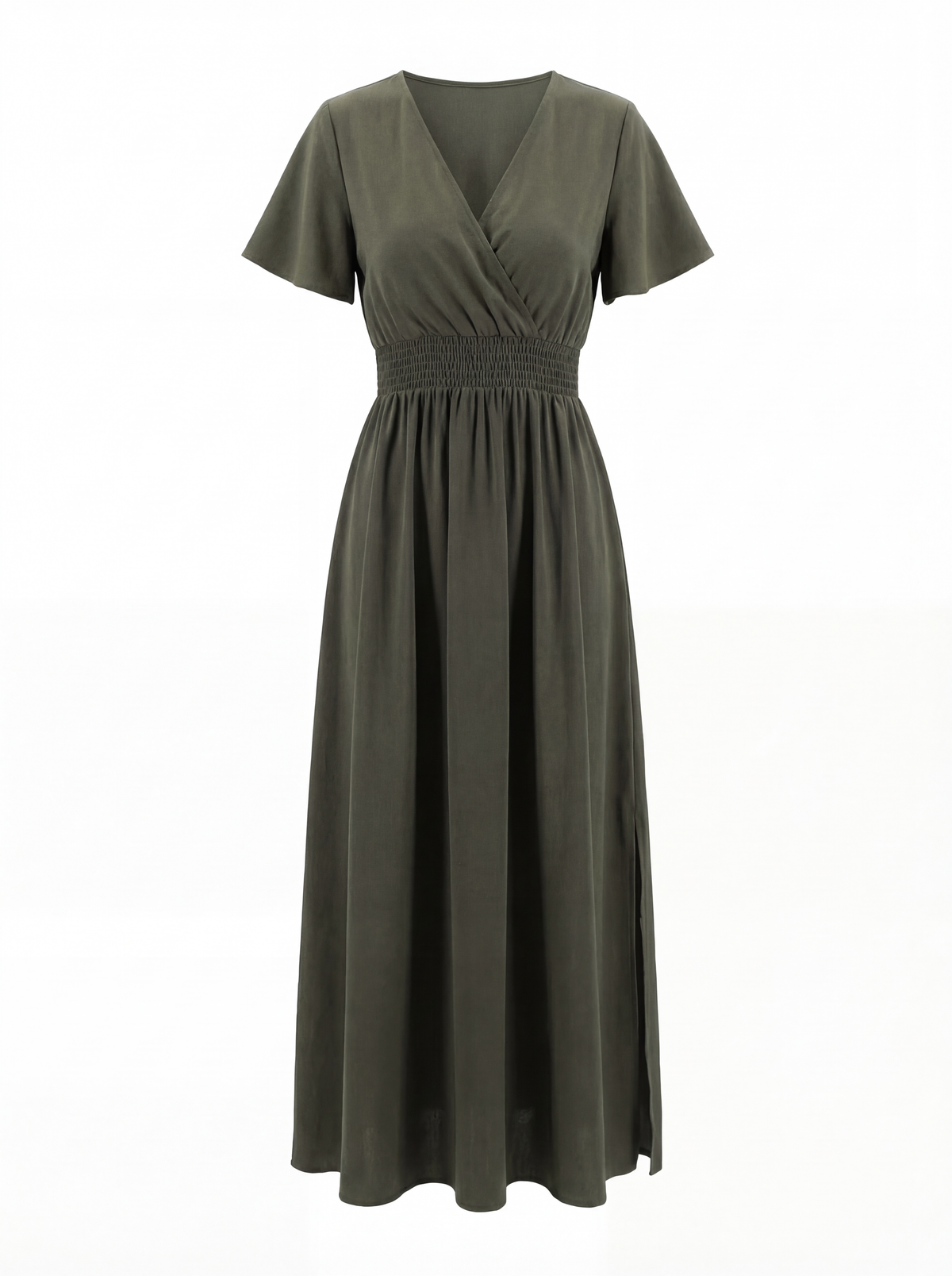 Elara | Women's V-Neck Smocked Waist Midi Dress