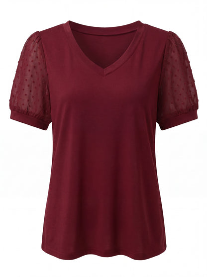 Thea | Women's V-Neck Puff Sleeve Top