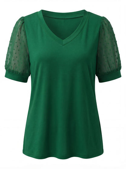 Thea | Women's V-Neck Puff Sleeve Top