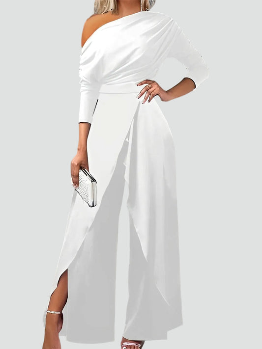 Elowen | Women's One Shoulder Wide Leg Jumpsuit Elegant